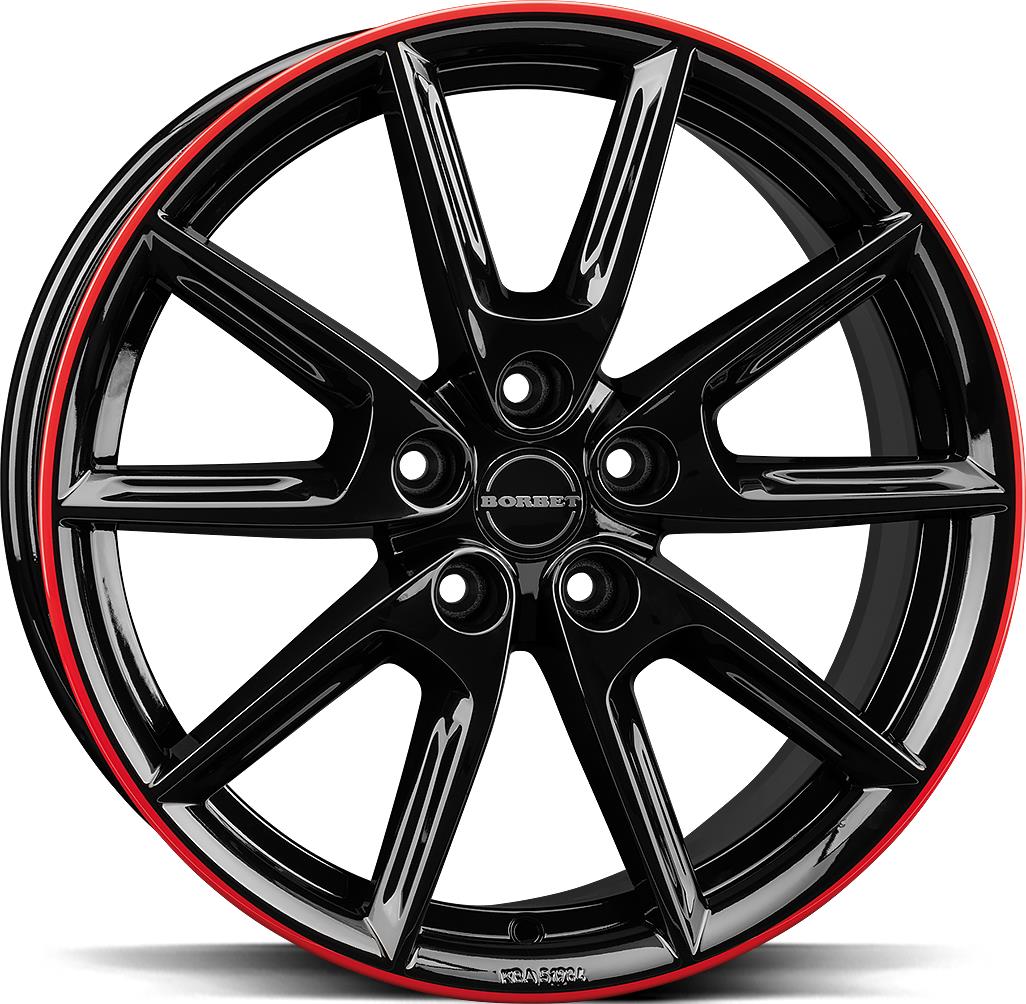 BORBET LX19 Black Gloss Rim Red 8x19 5/112 ET40 CB66,5 60°