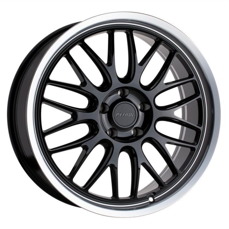 P4C GLOSS BLACK W/ MACHINED CUT LIP 7x16 5/115 ET40 CB76,1 60°