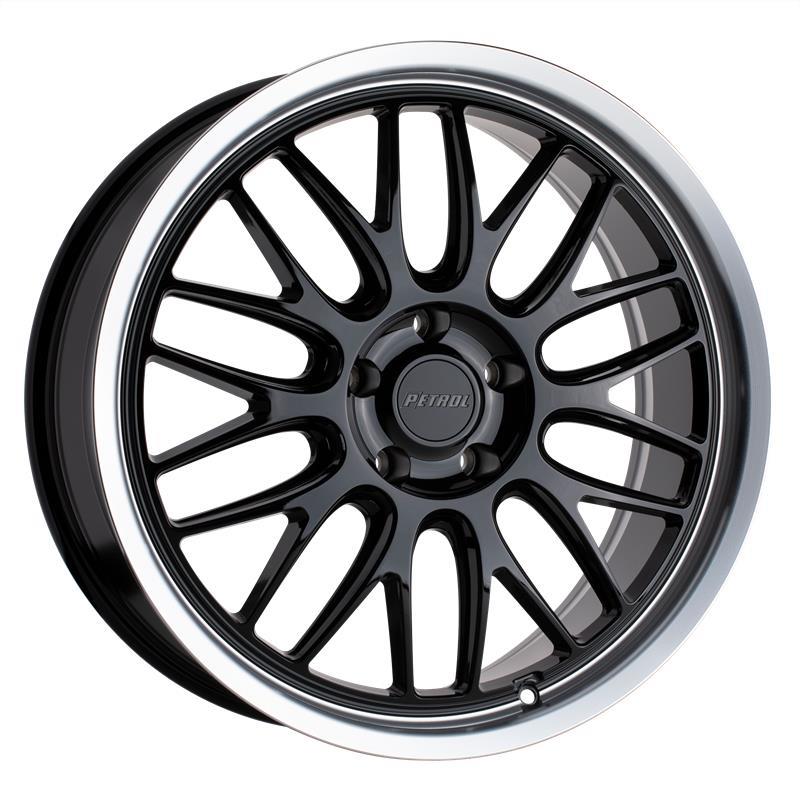 P4C GLOSS BLACK W/ MACHINED CUT LIP 7x16 5/115 ET40 CB76,1 60°