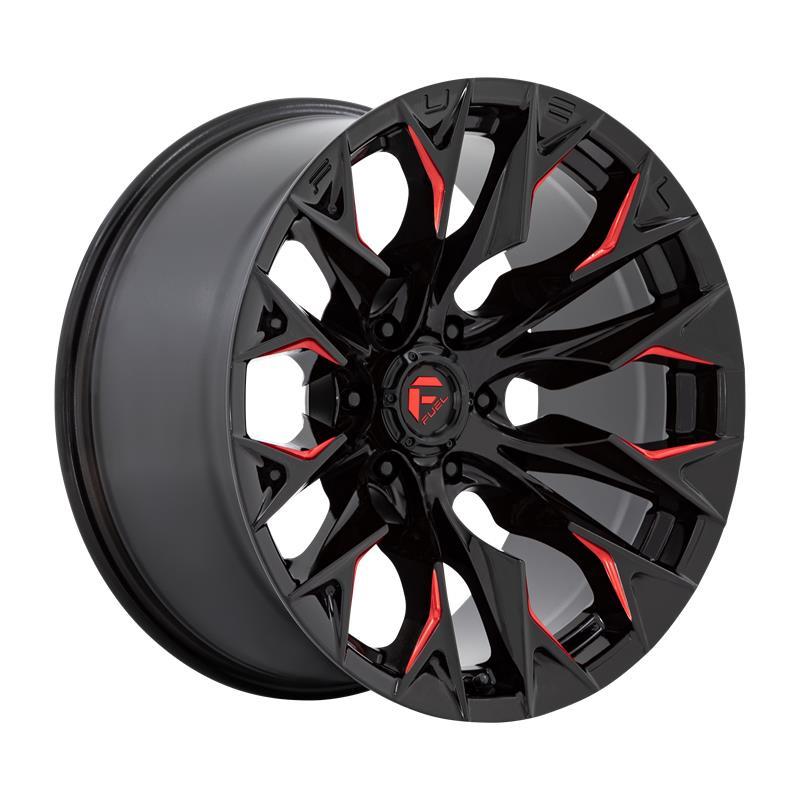 D823 FLAME GLOSS BLACK MILLED W/ CANDY RED 10x20 8/165,1 ET-18 CB125,1 60°