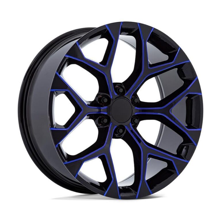 PR176 GLOSS BLACK MACHINED W/ BLUE MILLING 10x24 6/139,7 ET24 CB78.1 60°